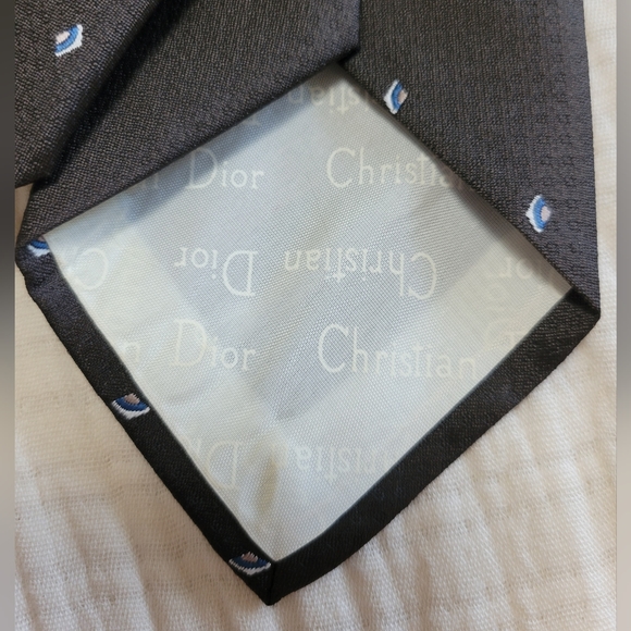 Christian Dior Chocolate Brown Tie with Diamond Pattern WPL 125 - Picture 3 of 5